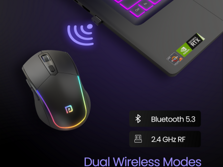 Portronics Toad One 6-Button Wireless Mouse with RGB lights and Bluetooth 5.3 (Connect Devices: 3) For Cheap