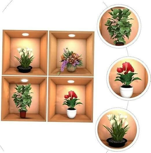 3D Vase Wall Stickers (Pack of 4) For Discount