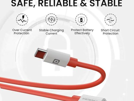 Portronics Konnect Dash Max 65W: Type-C to Type-C PD Fast Charging Cable (Red) Discount