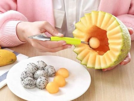 2-in-1 Scoop & Carve: Stainless Steel Melon Baller & Fruit Cutter For Discount