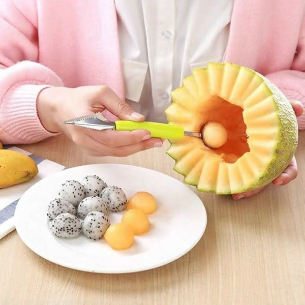 2-in-1 Scoop & Carve: Stainless Steel Melon Baller & Fruit Cutter For Discount