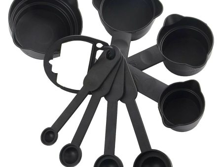 Essential 8-Piece Measuring Cups and Spoons Set (8 Pcs, Black) Cheap