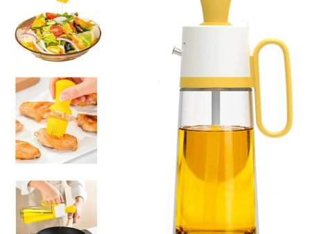 3-in-1 Kitchen Olive Oil Bottle with Silicone Brush & Measuring Dropper – 18.6oz (Yellow) Sale