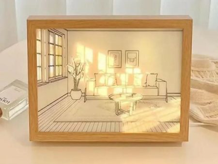 3D LED Wall Art Painting with Wooden Frame Random Design Online Sale