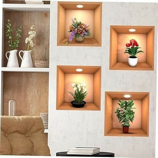 3D Vase Wall Stickers (Pack of 4) For Discount