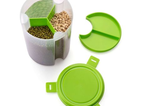 3-Section Airtight Kitchen Storage Container – Perfect for Grains, Cereals & Spices For Cheap